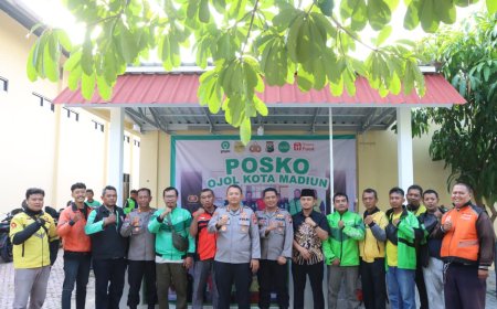 Perkuat Sinergitas, Polres Madiun Kota Resmikan Posko Ojol Kamtibmas   
